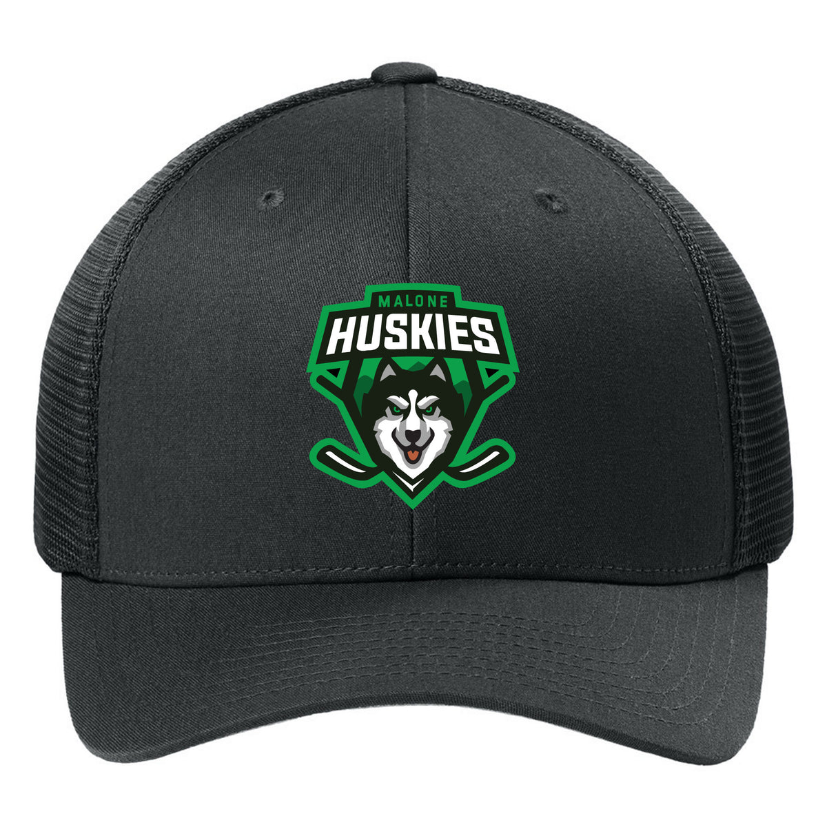 Flexfit 110 Mesh Cap - Embroidered — Black, front