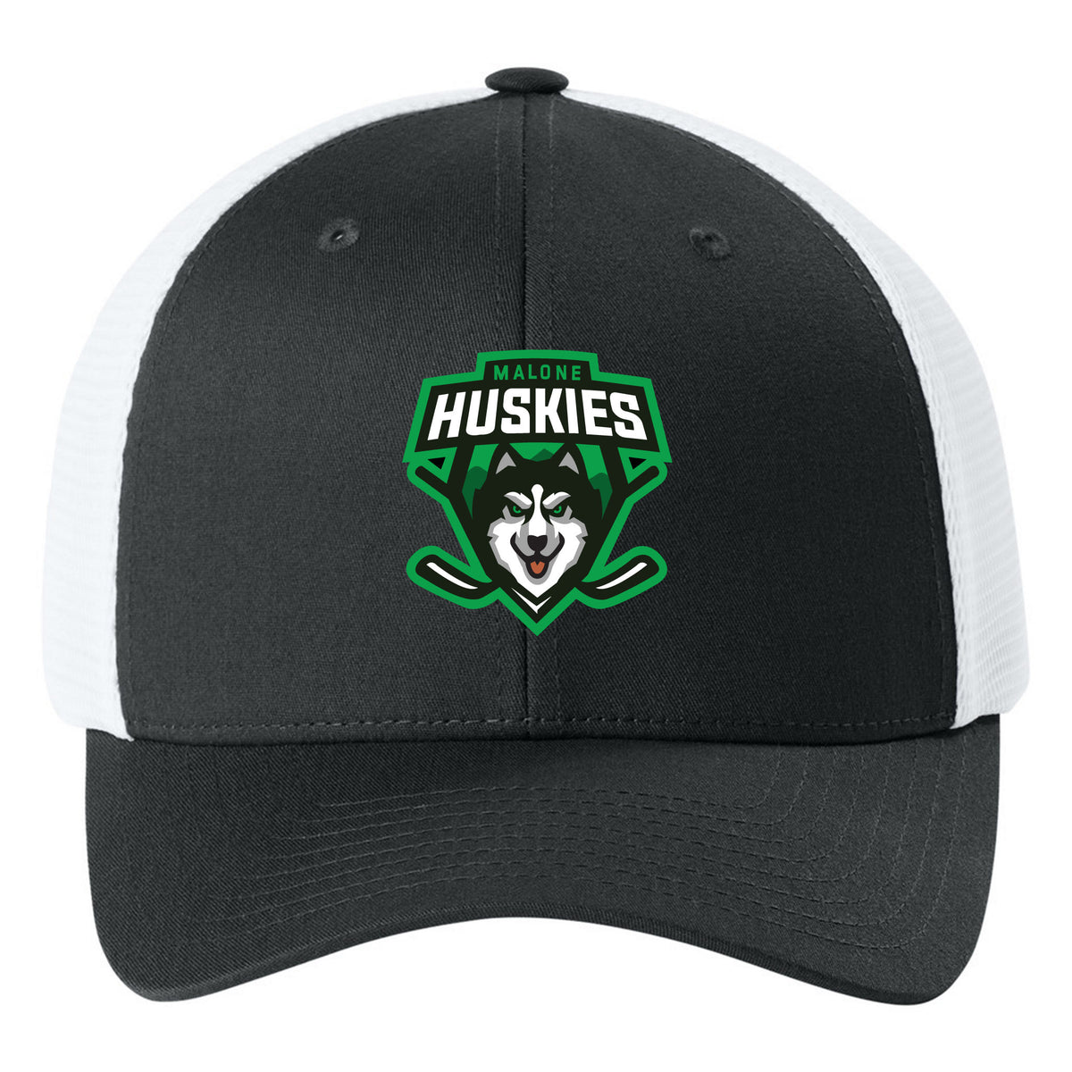 Flexfit 110 Mesh Cap - Embroidered — Black/ White, front