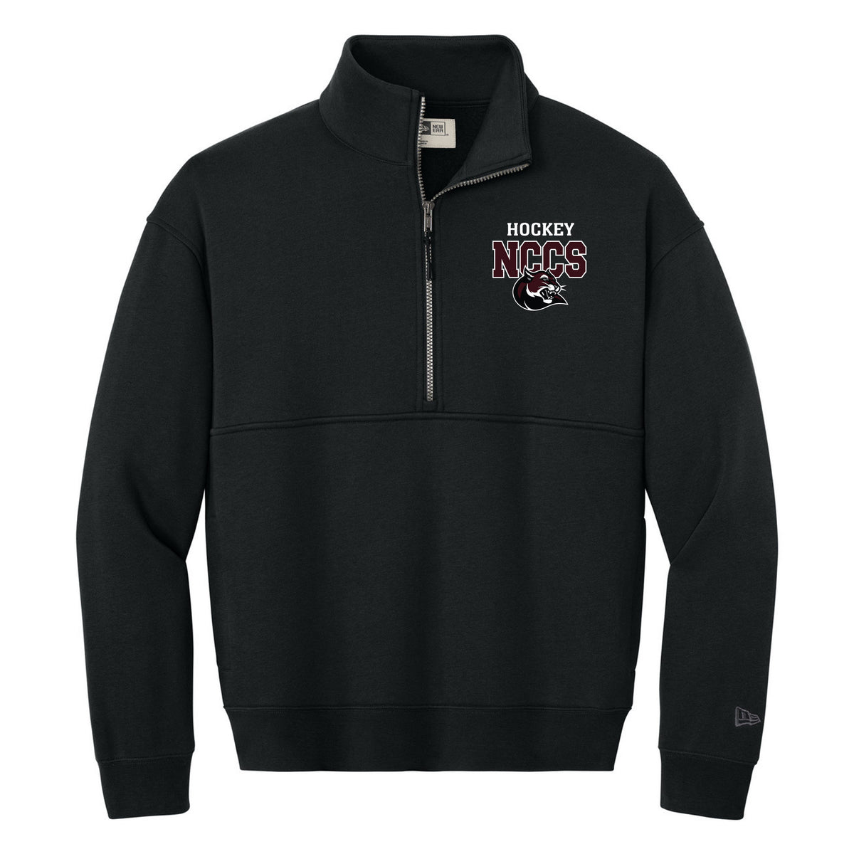 New Era Heritage Fleece 1/2-Zip — Black, front