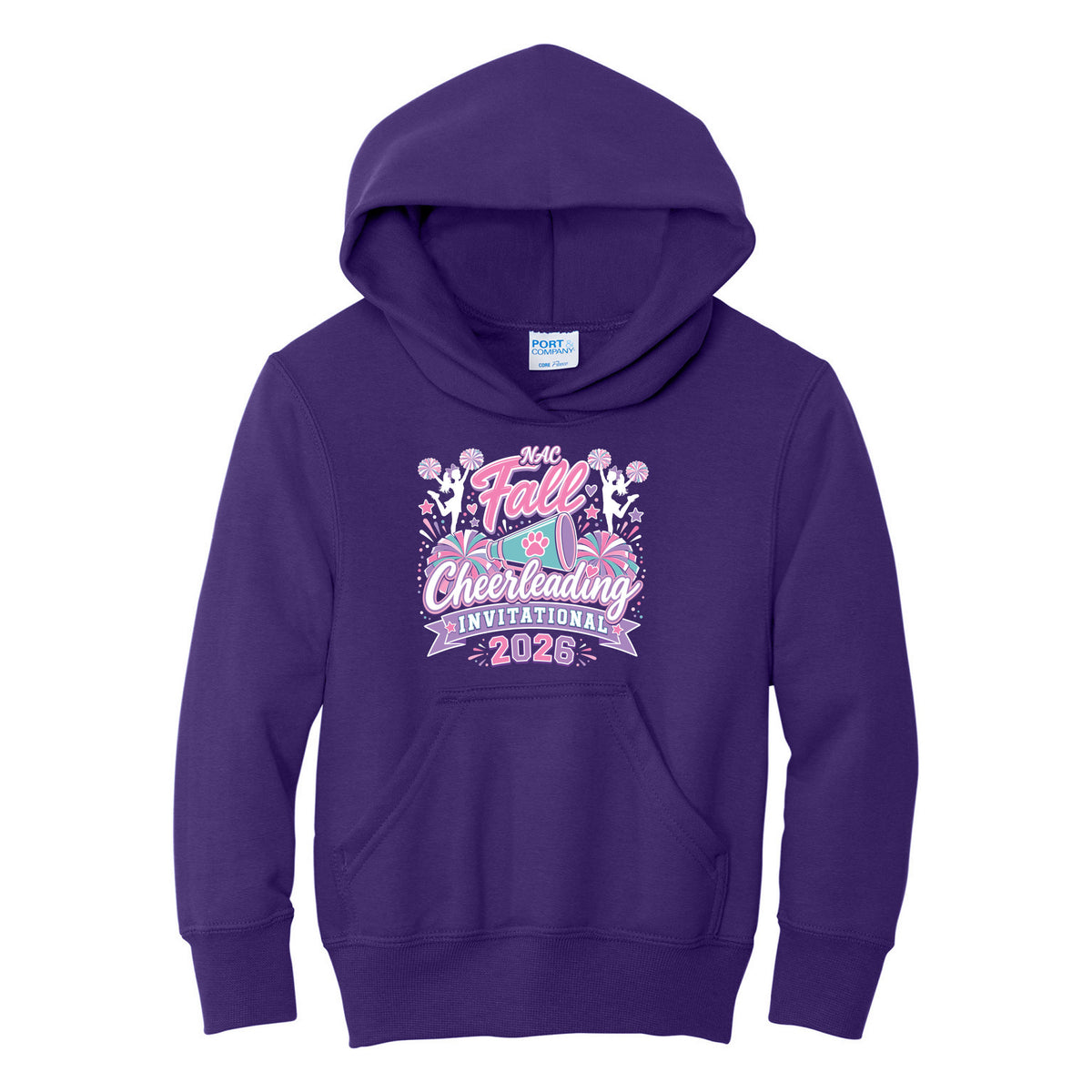 Port & Co Youth Core Fleece Pullover Hooded Sweatshirt — Team Purple, front
