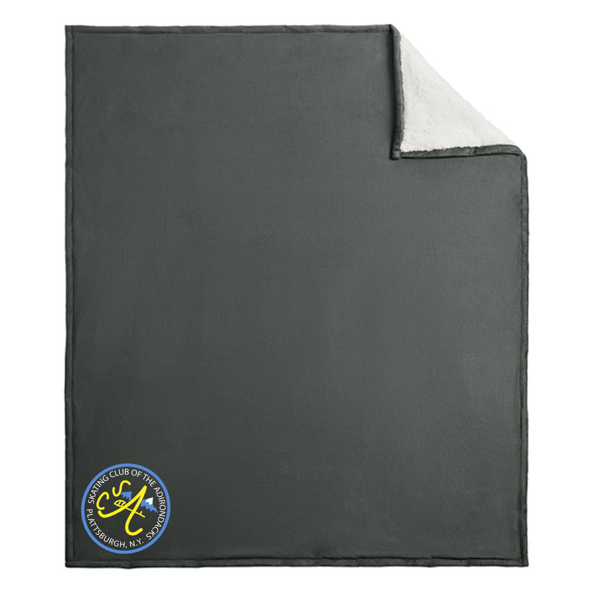 SCA Port Authority Mountain Lodge Blanket — Hearth Grey, Logo 2, detail