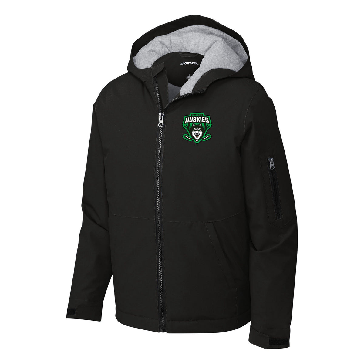 Sport-Tek Youth Waterproof Insulated Jacket — Black, front