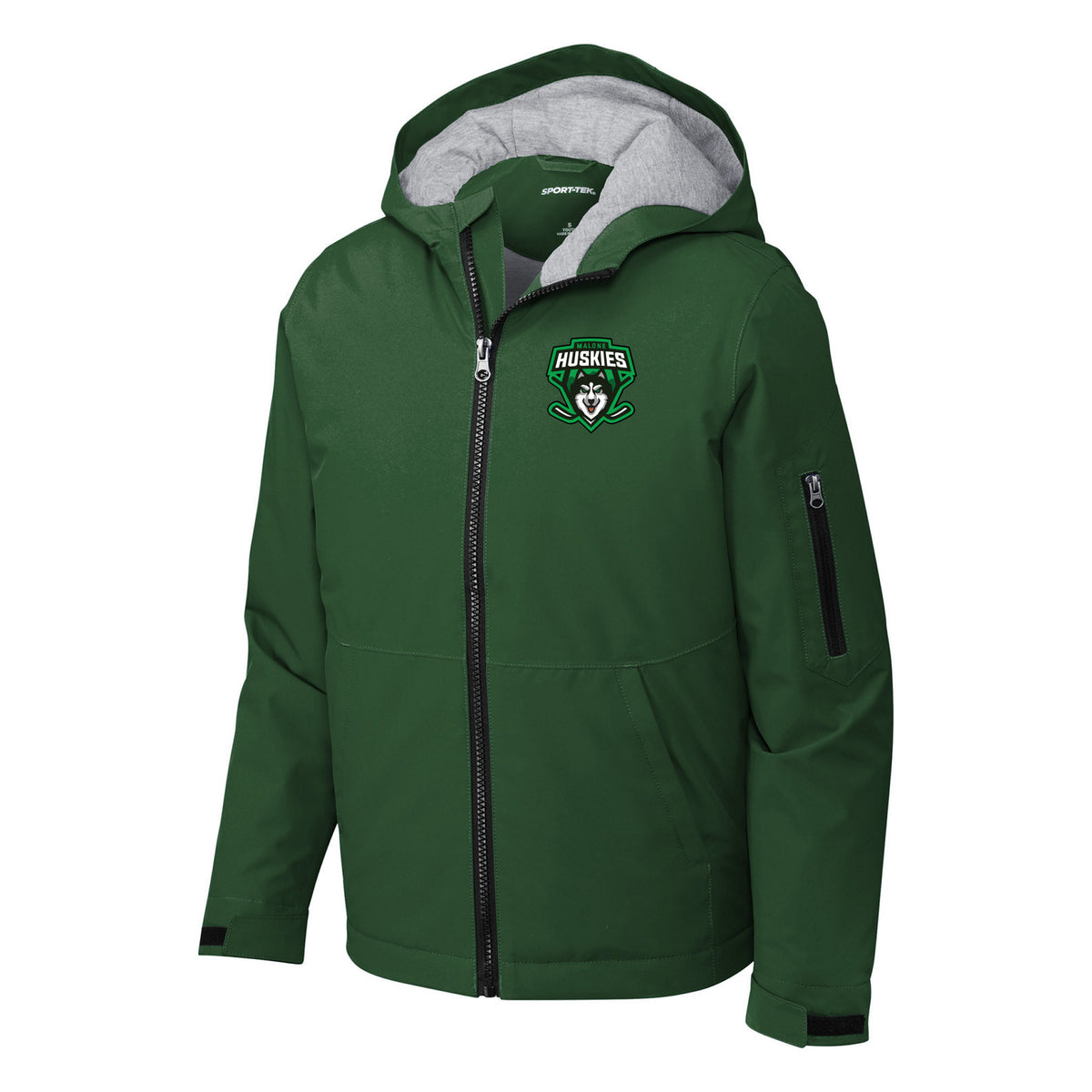 Sport-Tek Youth Waterproof Insulated Jacket — Forest Green, front