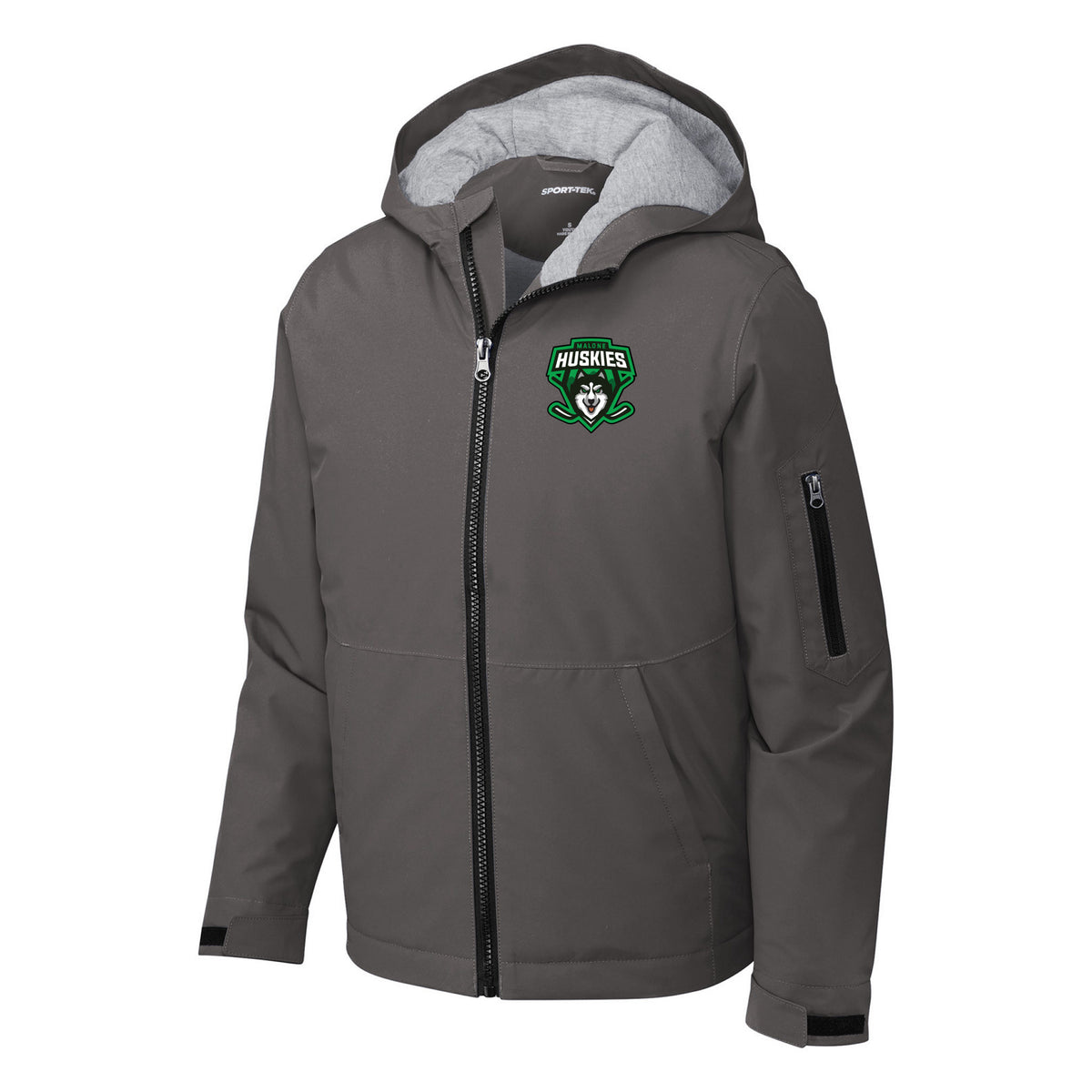 Sport-Tek Youth Waterproof Insulated Jacket — Graphite, front