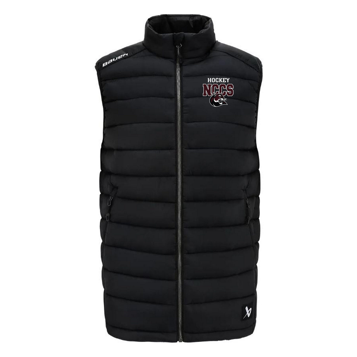 BAUER S23 TEAM PUFFER VEST SR-BLACK — BLACK, front