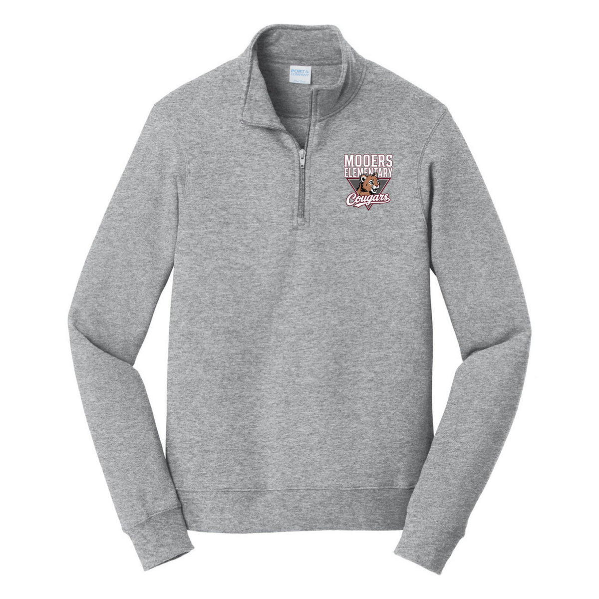Port & Co Fan Favorite Fleece 1/4-Zip Pullover Sweatshirt — Athletic Heather, Logo 2, front