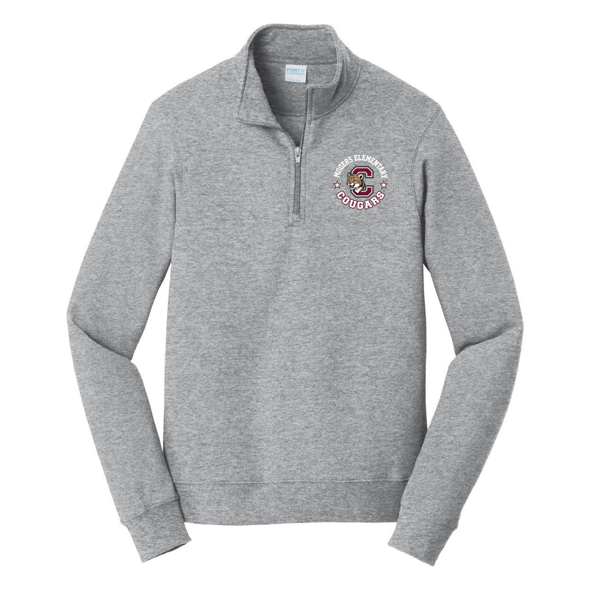 Port & Co Fan Favorite Fleece 1/4-Zip Pullover Sweatshirt — Athletic Heather, Logo 1, front