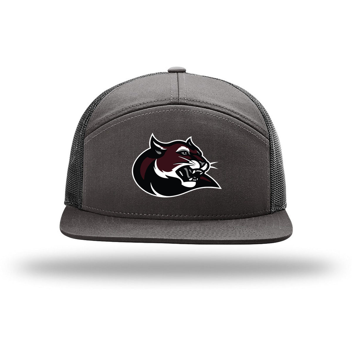 Richardson 7-Panel Trucker — Charcoal/ Black, Cougar, front