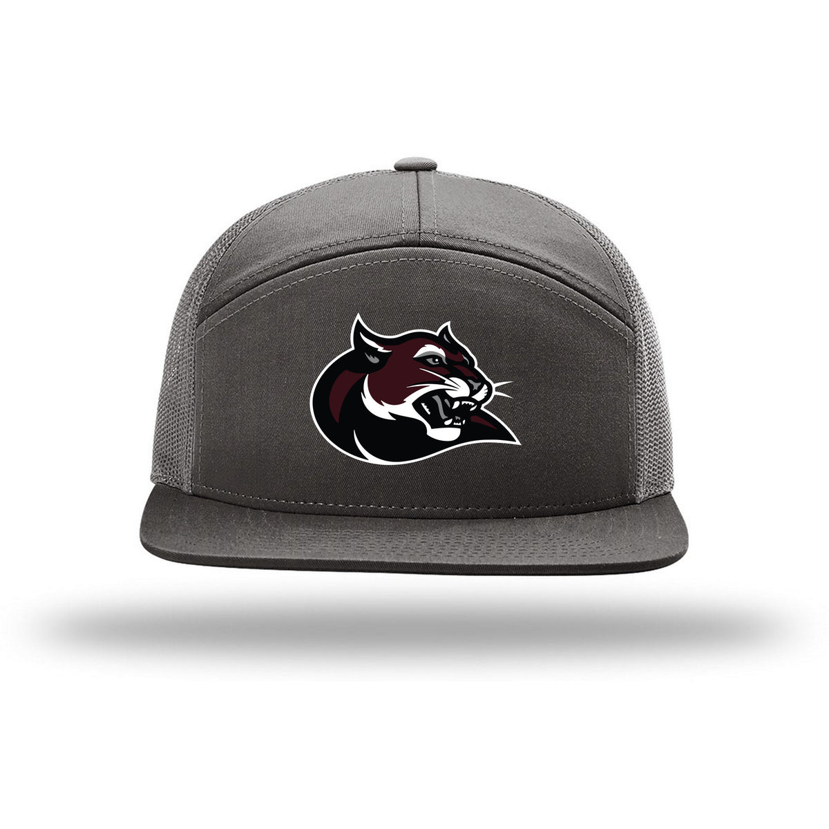 Richardson 7-Panel Trucker — Charcoal, Cougar, front