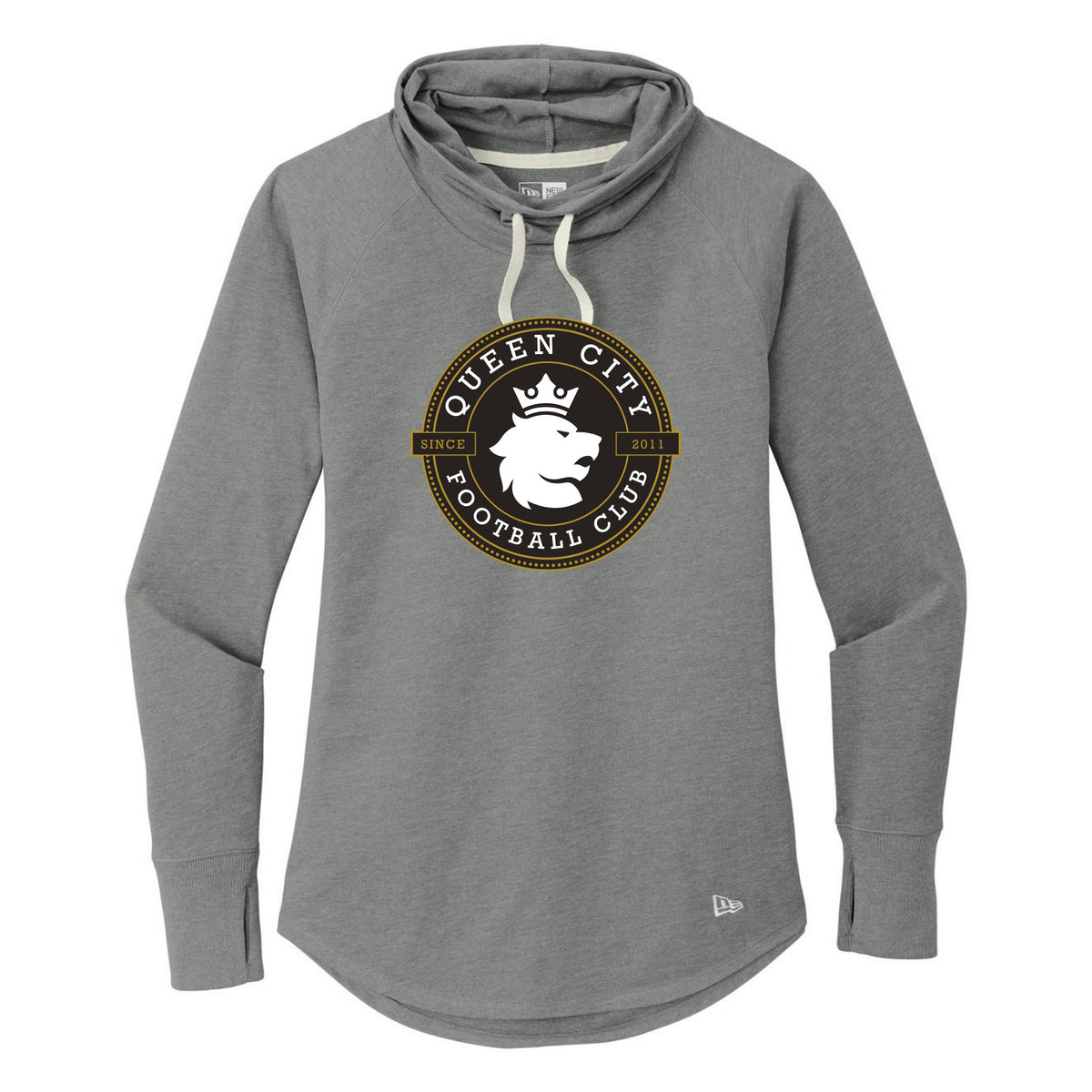 New Era Women's Sueded Cotton Blend Cowl Tee — Shadow Grey Heather, front