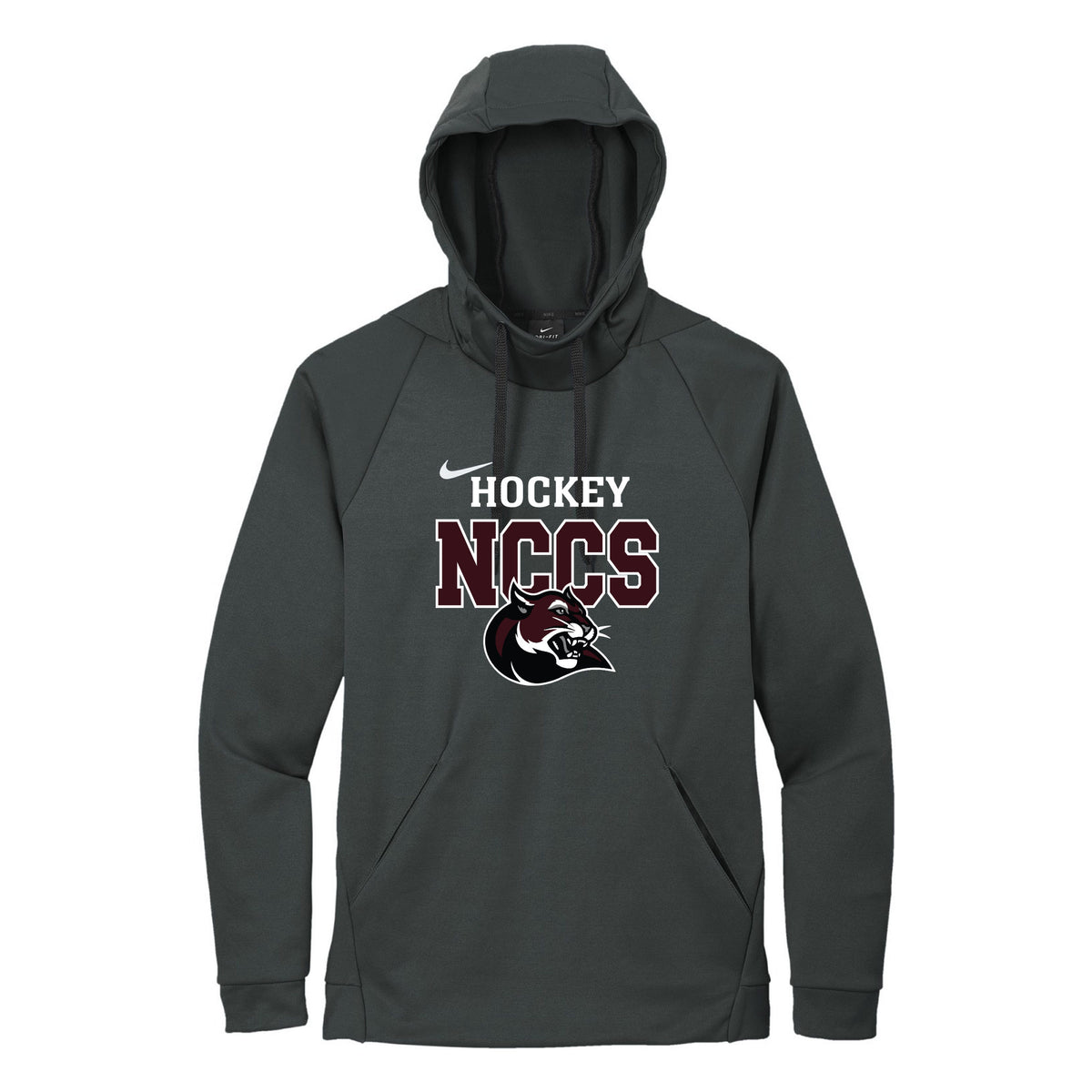 Nike Therma-FIT Pullover Fleece Hoodie — Team Anthracite, Logo 3, front