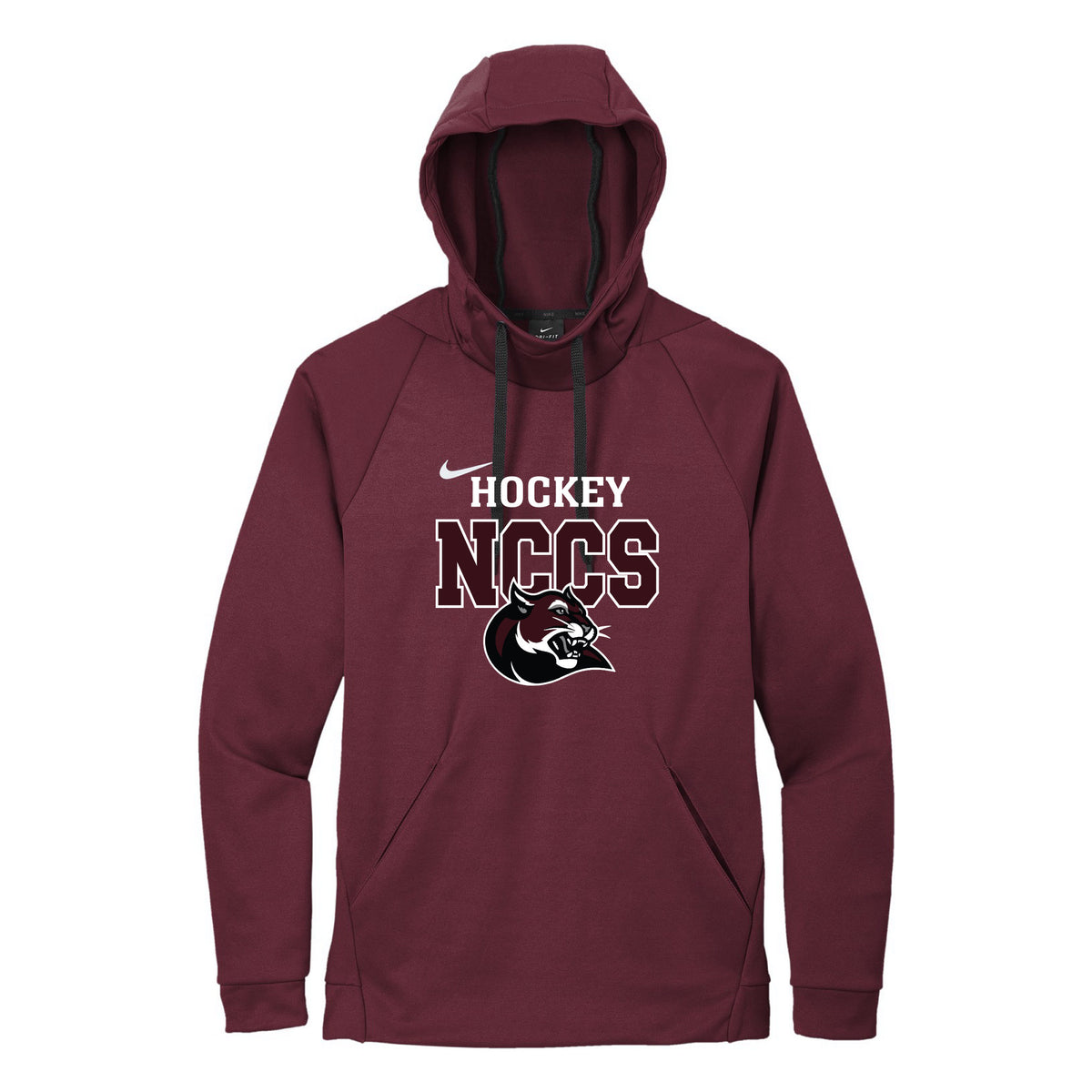 Nike Therma-FIT Pullover Fleece Hoodie — Team Dark Maroon, Logo 3, front