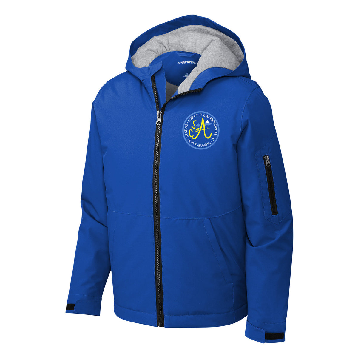 SCA Sport-Tek Youth Waterproof Insulated Jacket — True Royal, Logo 2, front