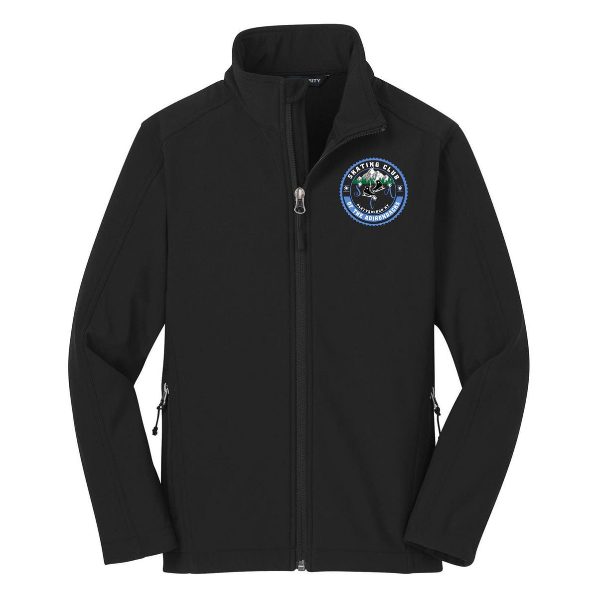 SCA Port Authority Youth Core Soft Shell Jacket — Black, Logo 1, front
