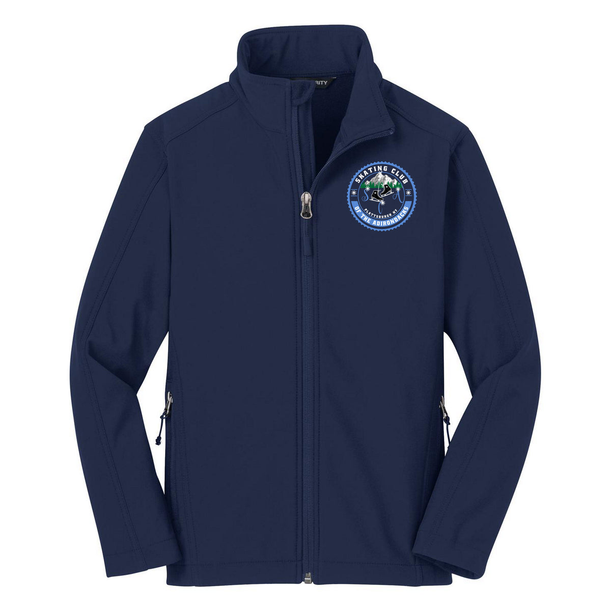 SCA Port Authority Youth Core Soft Shell Jacket — Dress Blue Navy, Logo 1, front