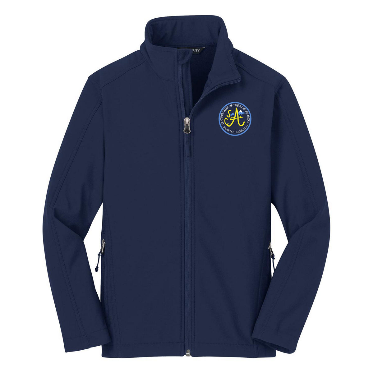 SCA Port Authority Youth Core Soft Shell Jacket — Dress Blue Navy, Logo 2, front