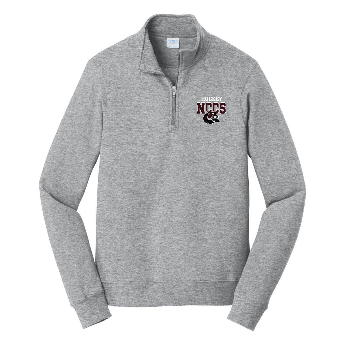 Port & Co Fan Favorite Fleece 1/4-Zip Pullover Sweatshirt — Athletic Heather, front