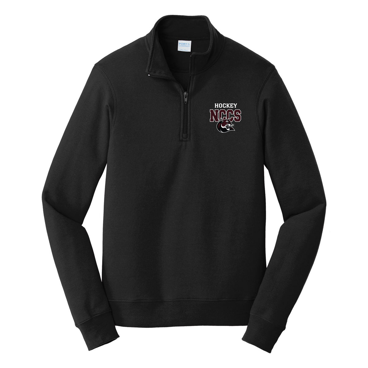 Port & Co Fan Favorite Fleece 1/4-Zip Pullover Sweatshirt — Jet Black, front
