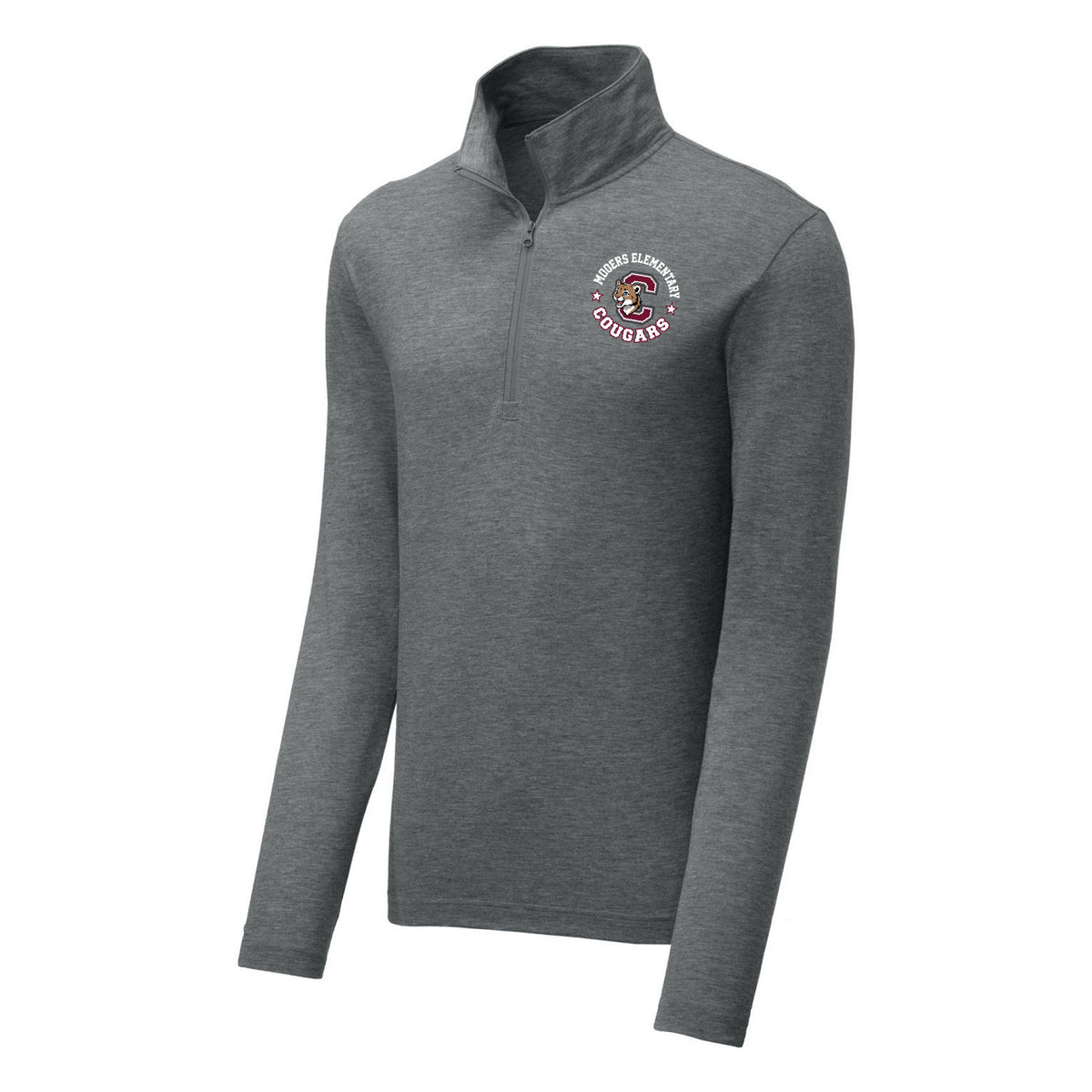 Tri-Blend 1/4-Zip — Dark Grey Heather, Logo 1, front