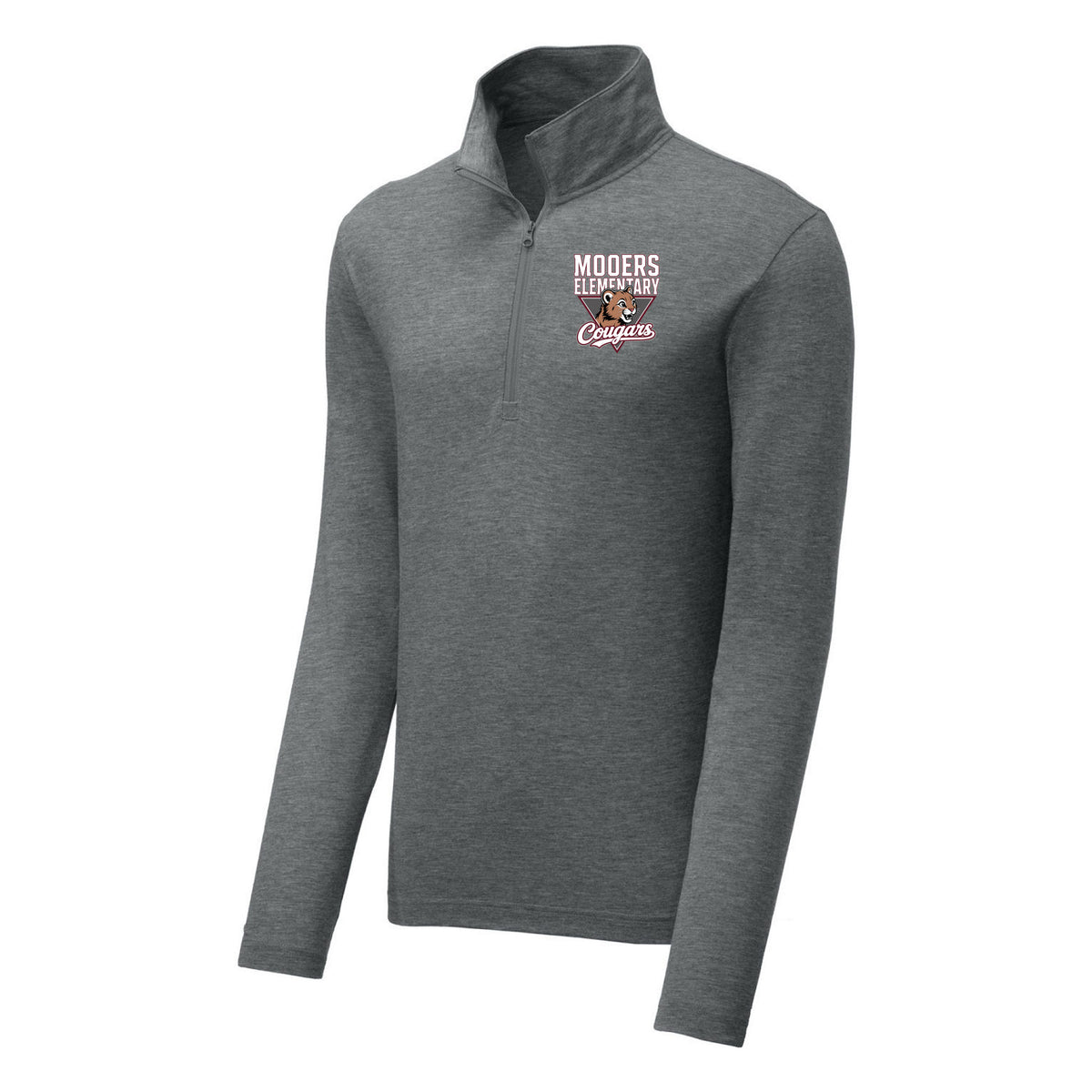 Tri-Blend 1/4-Zip — Dark Grey Heather, Logo 2, front