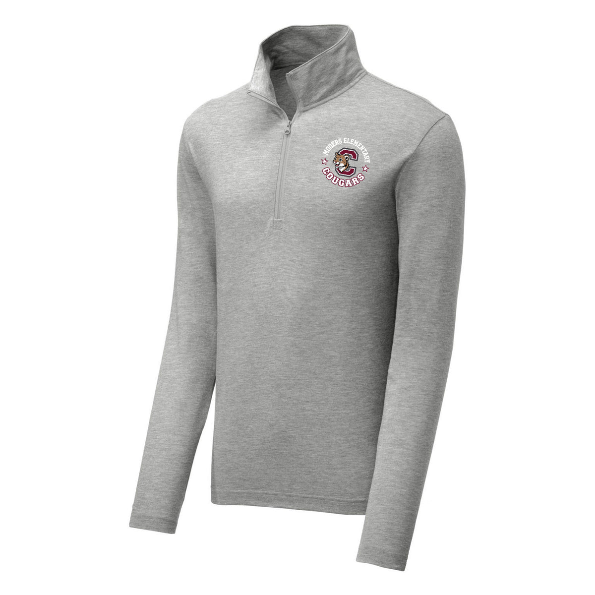 Tri-Blend 1/4-Zip — Light Grey Heather, Logo 1, front