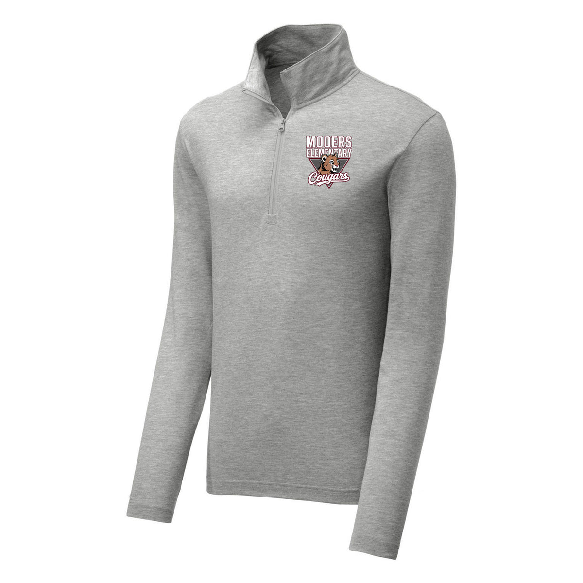 Tri-Blend 1/4-Zip — Light Grey Heather, Logo 2, front