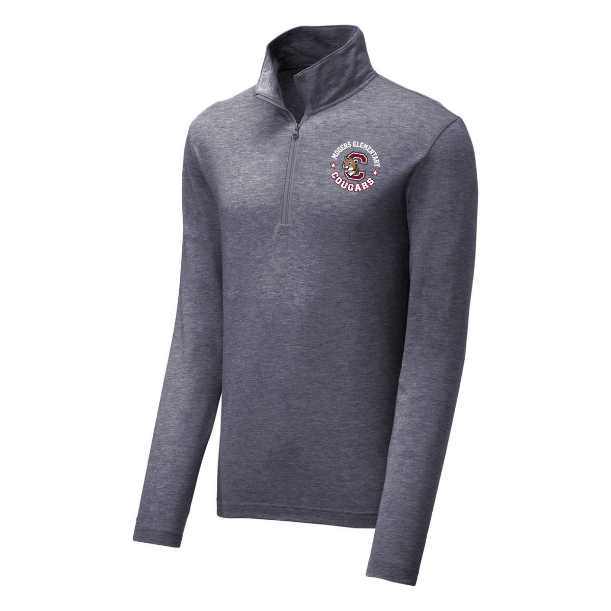 Tri-Blend 1/4-Zip — True Navy Heather, Logo 1, front