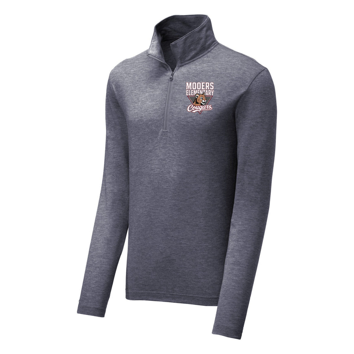 Tri-Blend 1/4-Zip — True Navy Heather, Logo 2, front