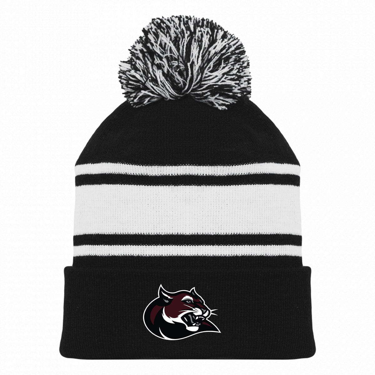 Hockey Toque — Black And White, COUGAR, front