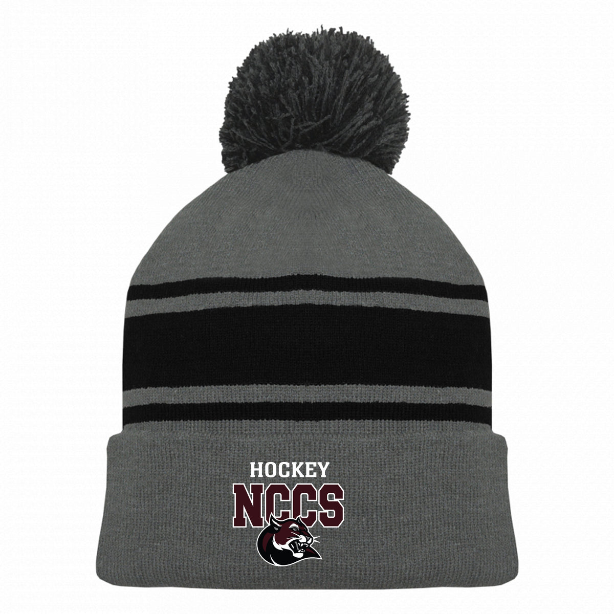 Hockey Toque — HEATHER CHARCOAL/BLACK, NCCS HOCKEY, front