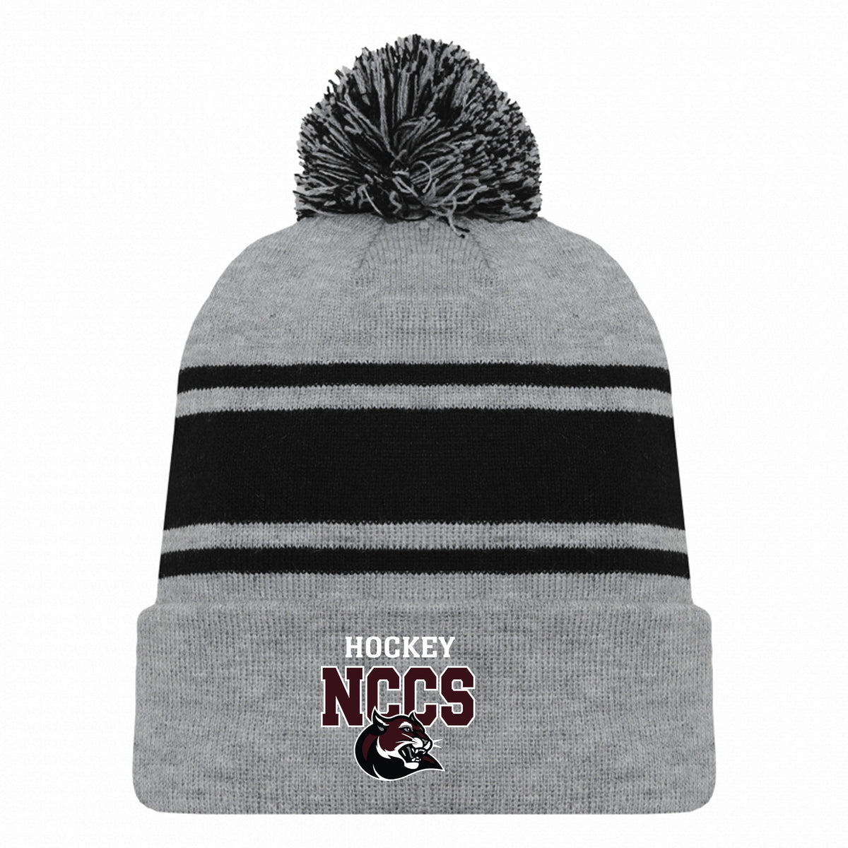 Hockey Toque — HEATHER GREY/BLACK, NCCS HOCKEY, front