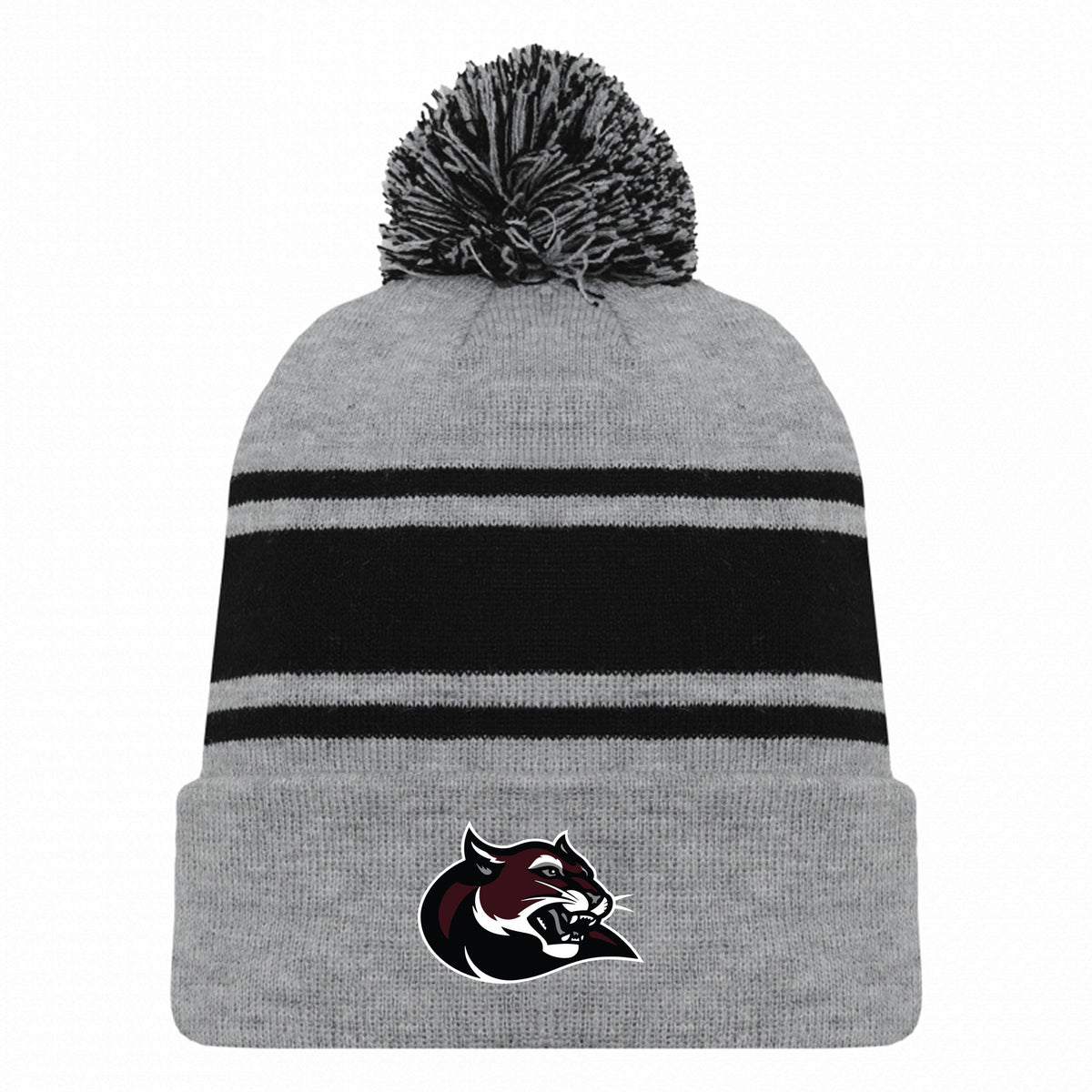 Hockey Toque — HEATHER GREY/BLACK, COUGAR, front