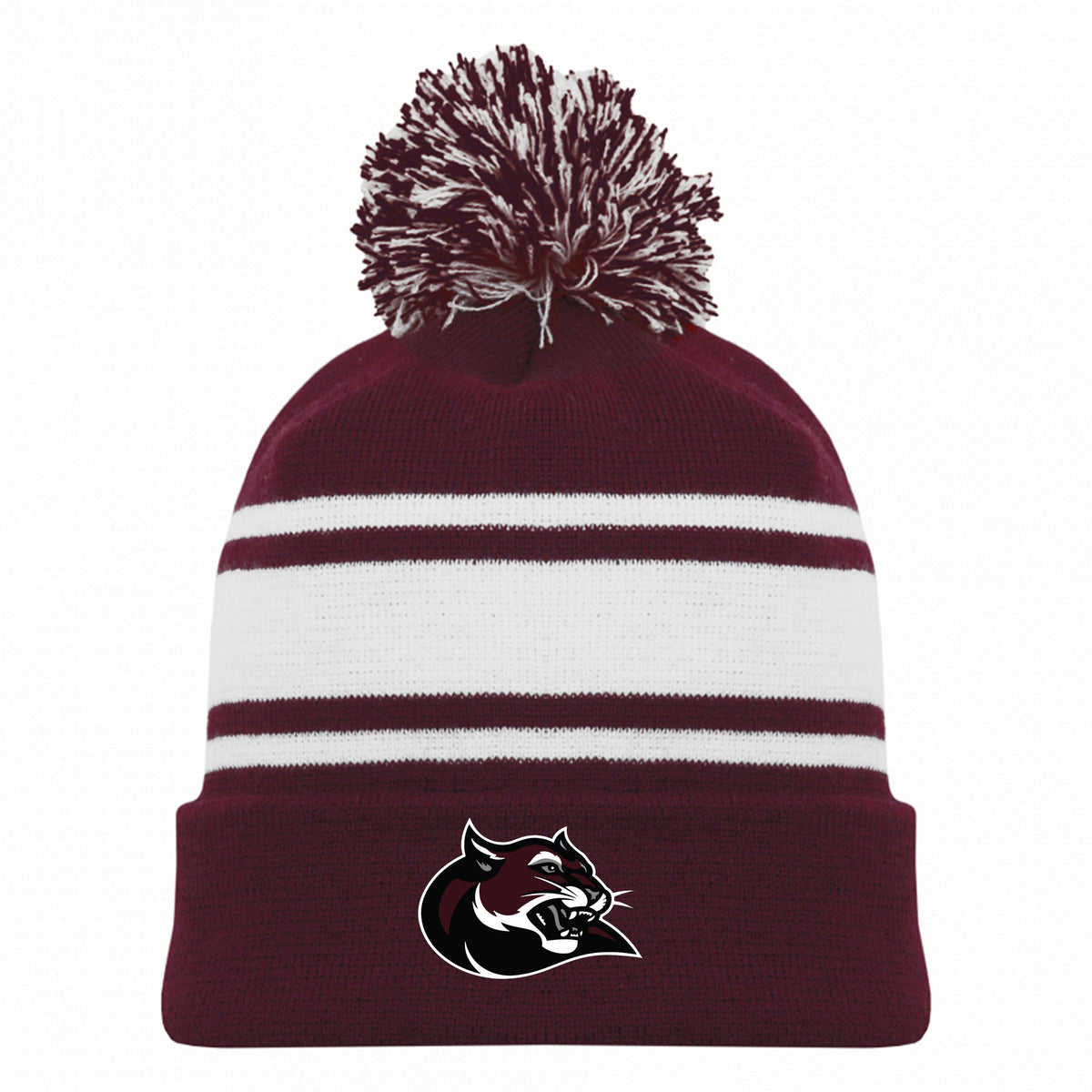Hockey Toque — MAROON/WHITE, COUGAR, front