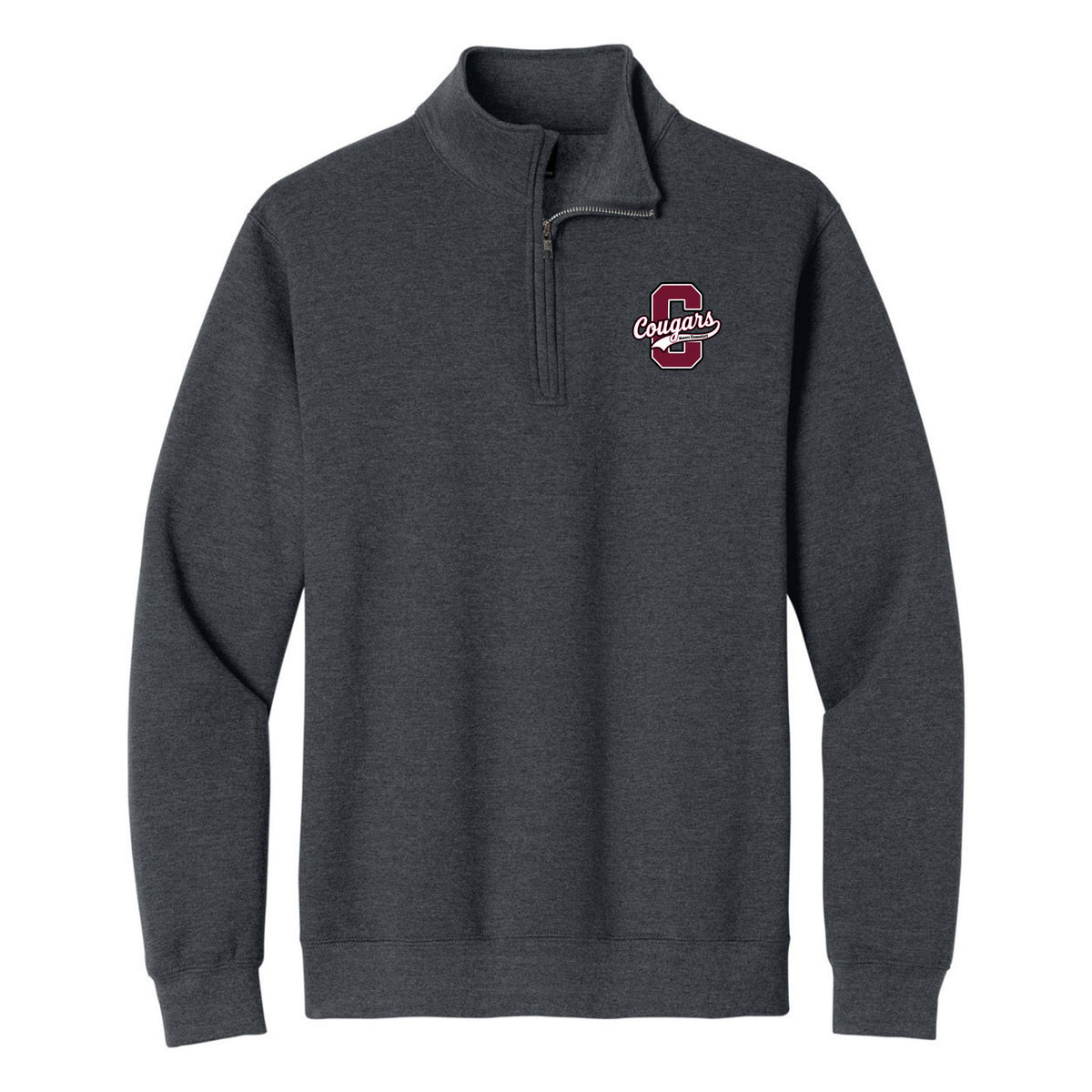 Gildan Heavy Blend 1/4-Zip Sweatshirt — Dark Heather, C Logo, front