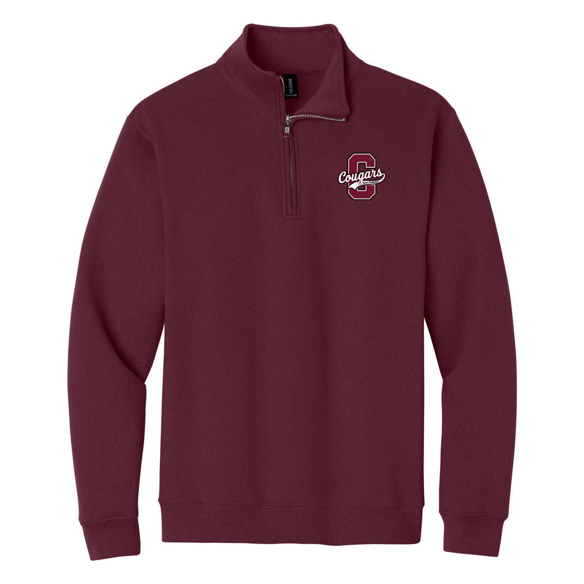 Gildan Heavy Blend 1/4-Zip Sweatshirt — Maroon, C Logo, front