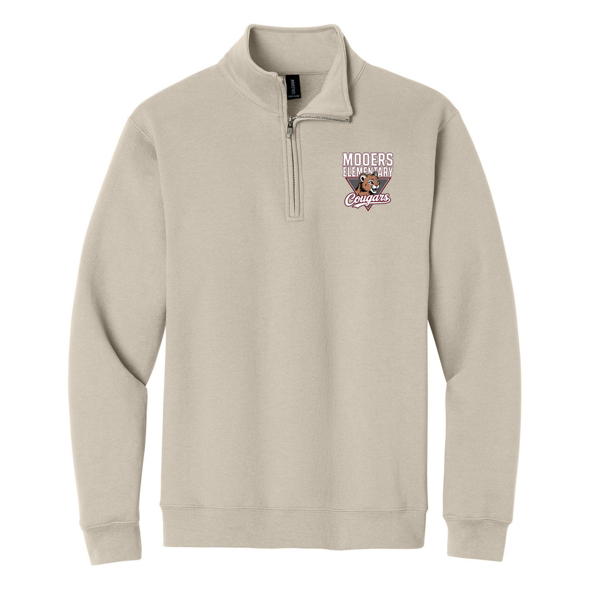 Gildan Heavy Blend 1/4-Zip Sweatshirt — Sand, Logo 2, front