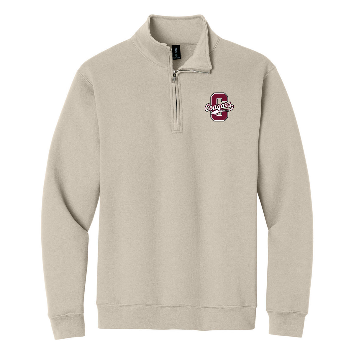 Gildan Heavy Blend 1/4-Zip Sweatshirt — Sand, C Logo, front