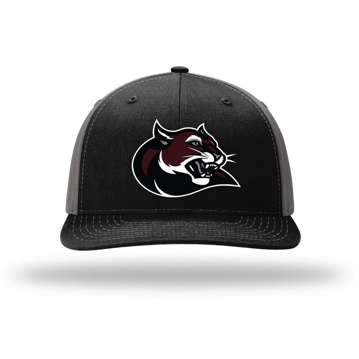Richardson Solid Twill Trucker — Black/ Charcoal, Cougar, front