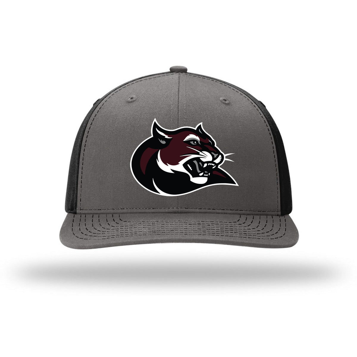 Richardson Solid Twill Trucker — Charcoal/ Black, Cougar, front
