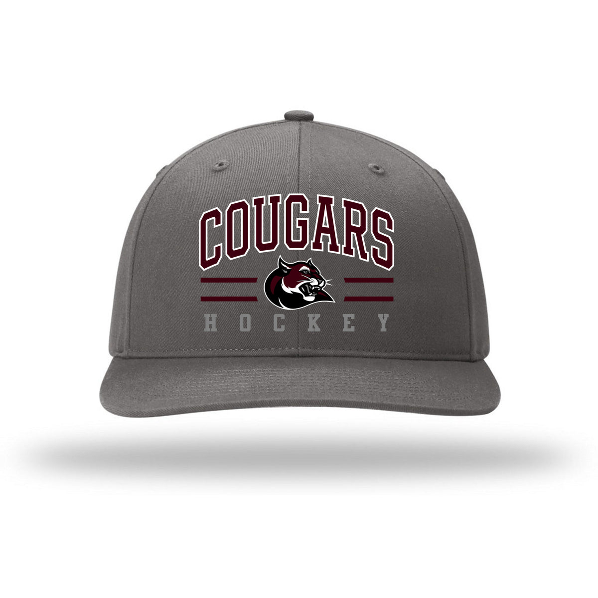 Richardson Solid Twill Trucker — Charcoal, Cougar Text, front