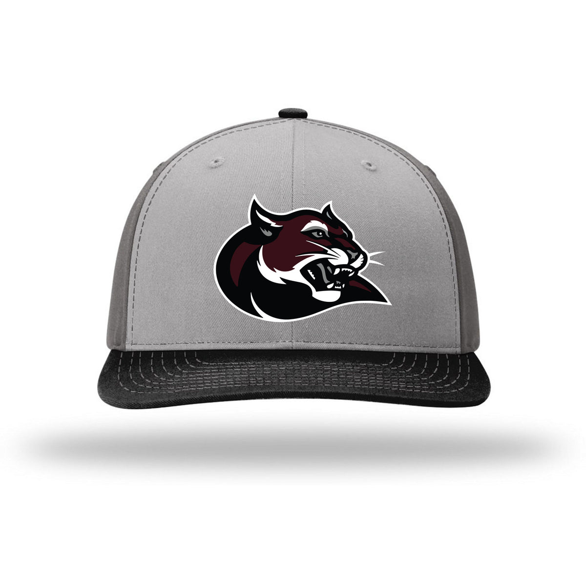 Richardson Solid Twill Trucker — Grey/ Charcoal/ Black, Cougar, front