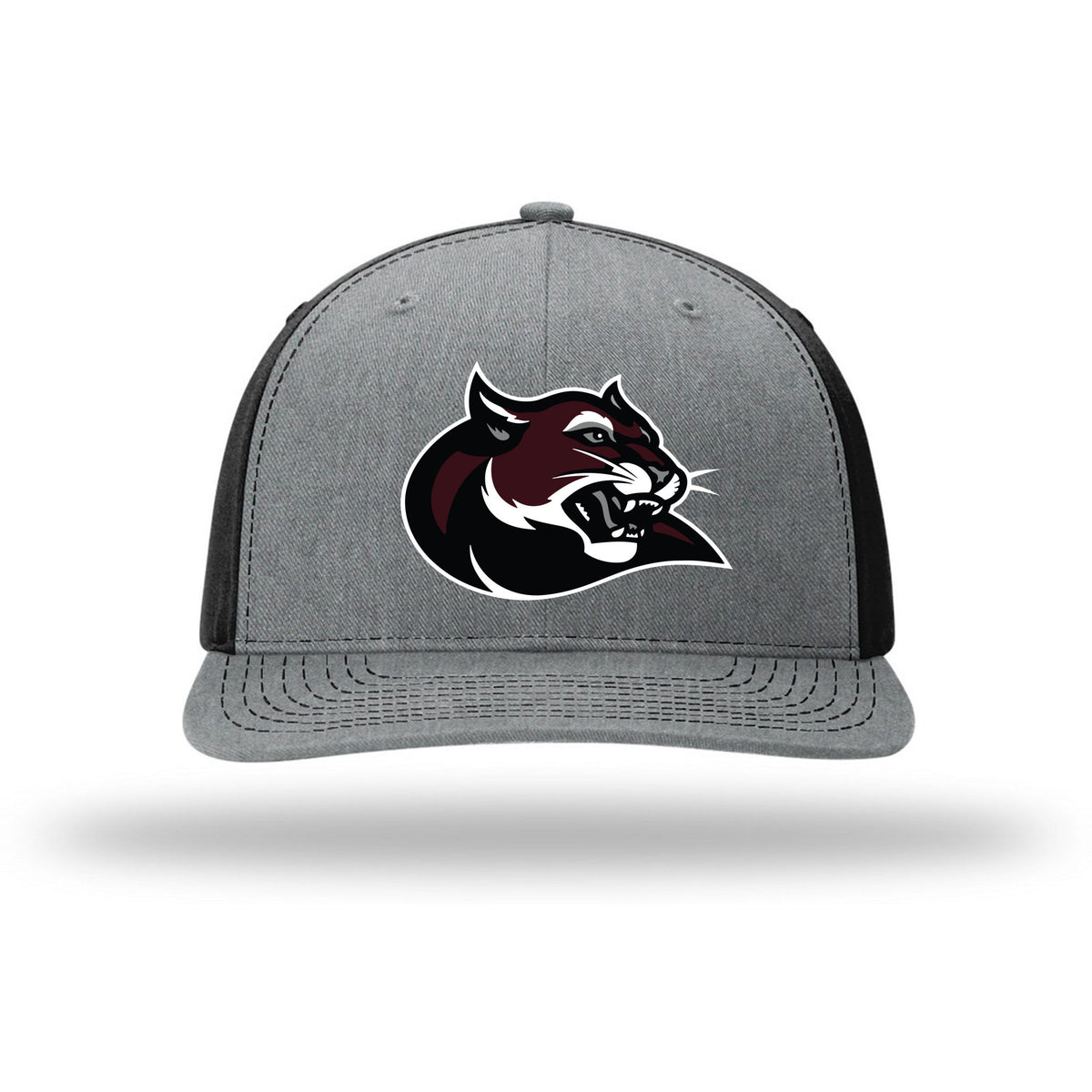 Richardson Solid Twill Trucker — Heather Grey/ Black, Cougar, front