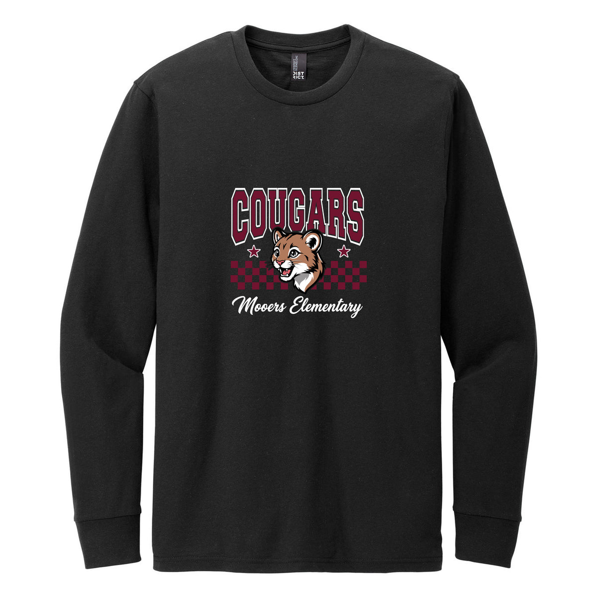 District Perfect Blend CVC Long Sleeve Tee — Black, Logo 5, front