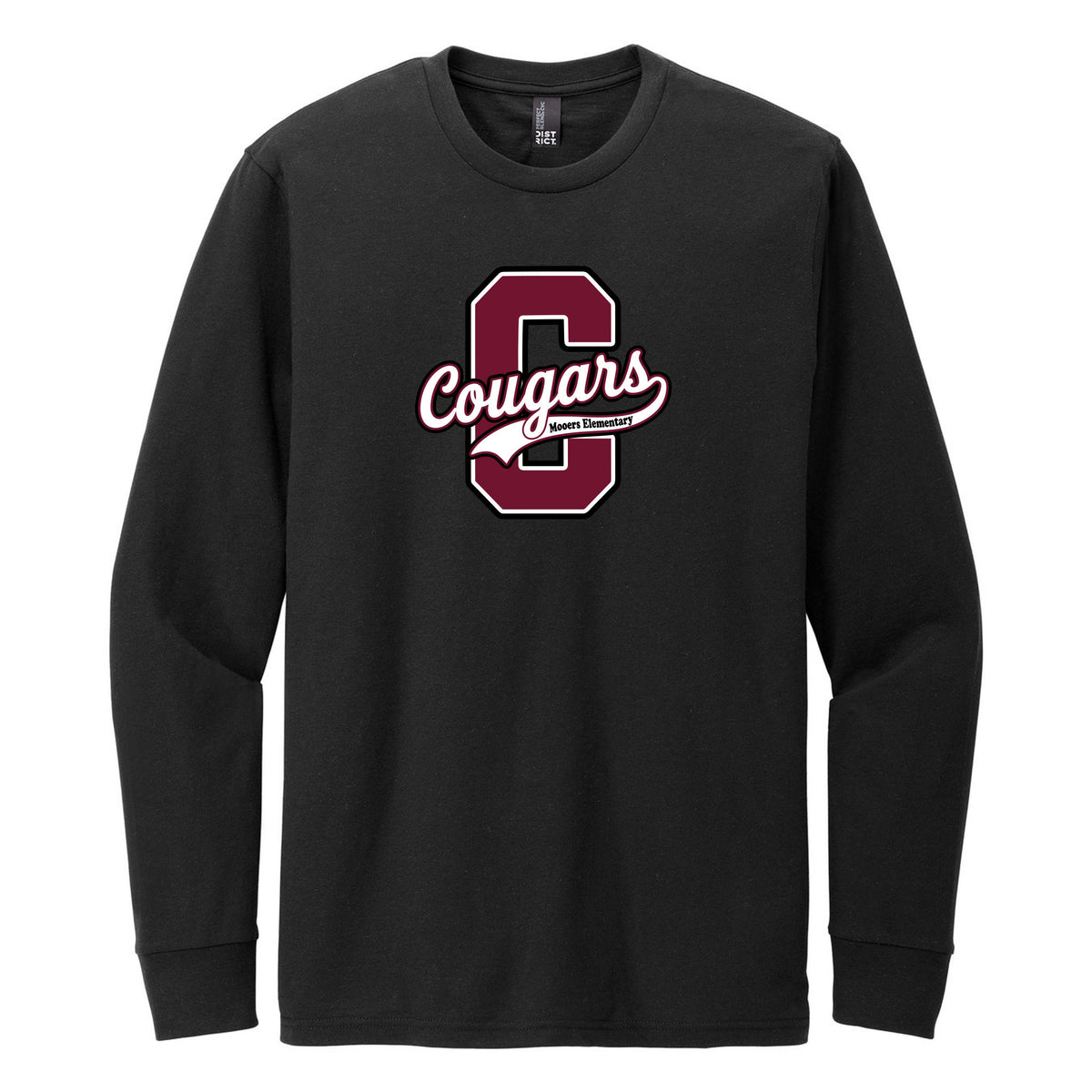District Perfect Blend CVC Long Sleeve Tee — Black, Logo 4, front