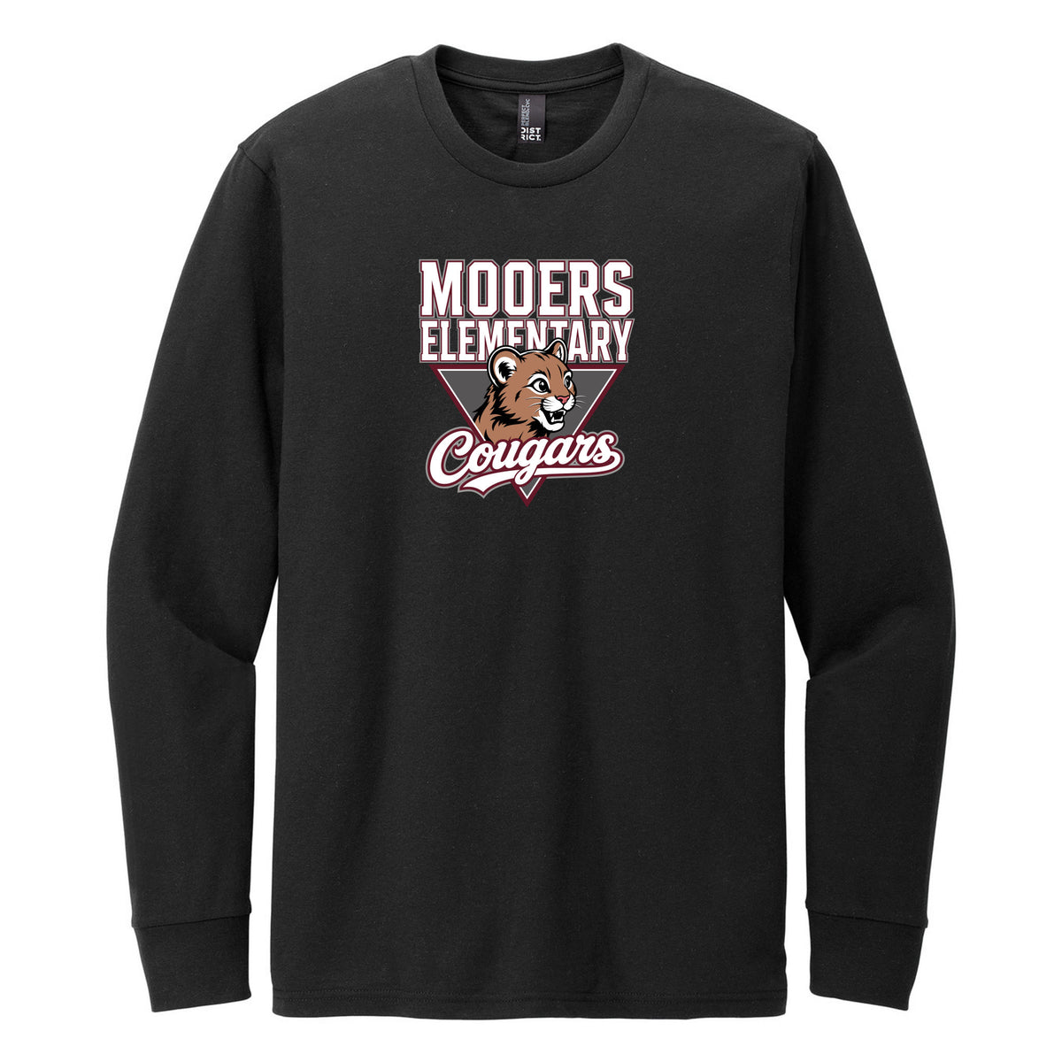 District Perfect Blend CVC Long Sleeve Tee — Black, Logo 2, front