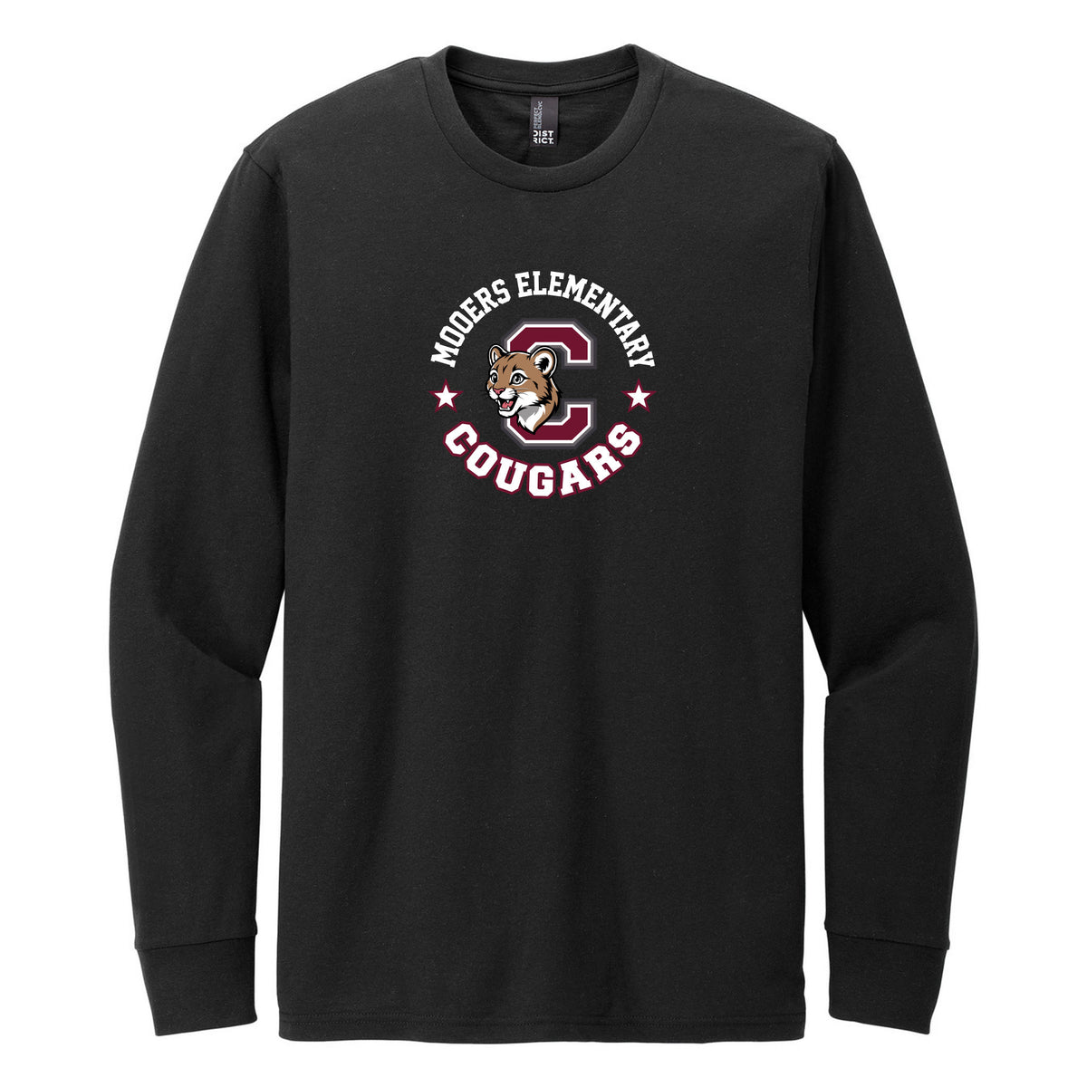 District Perfect Blend CVC Long Sleeve Tee — Black, Logo 1, front