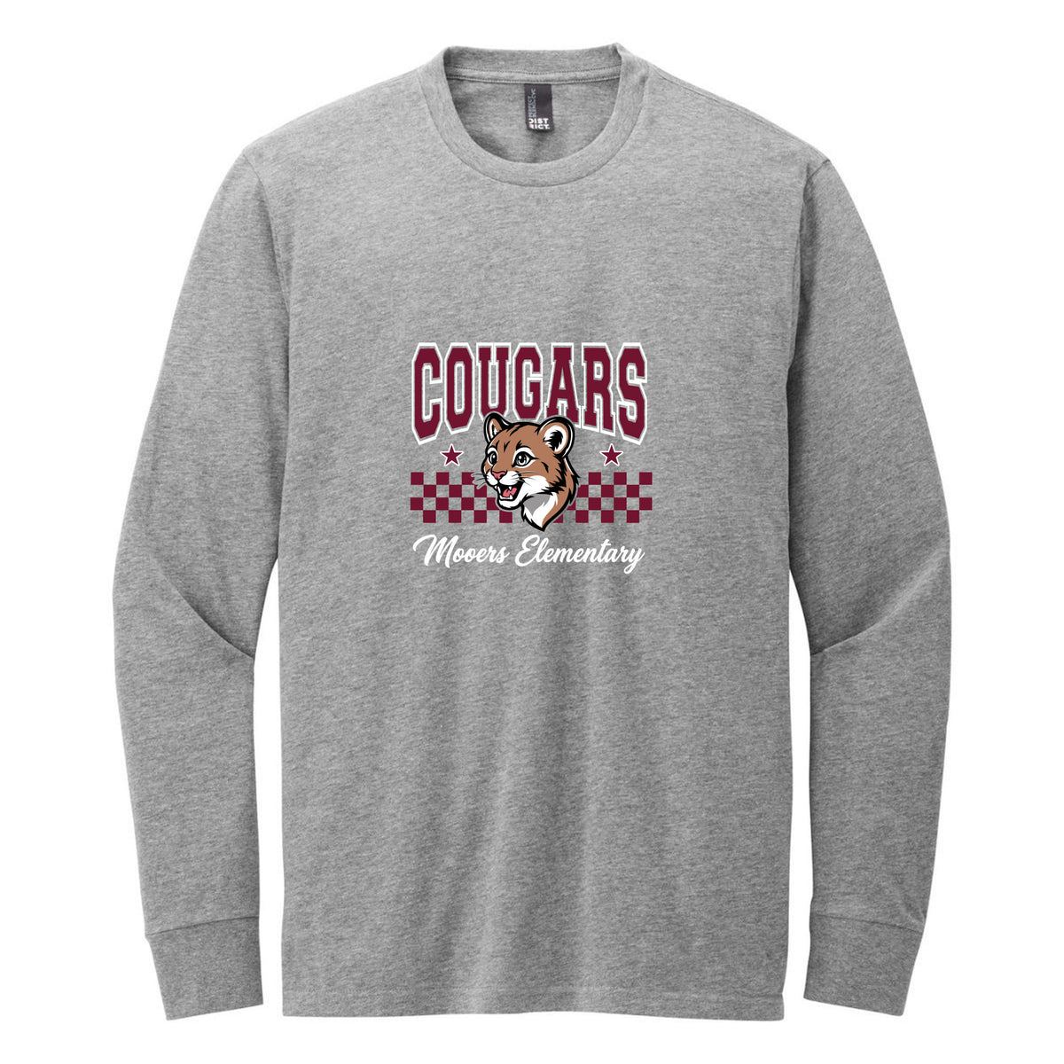 District Perfect Blend CVC Long Sleeve Tee — Grey Frost, Logo 5, front