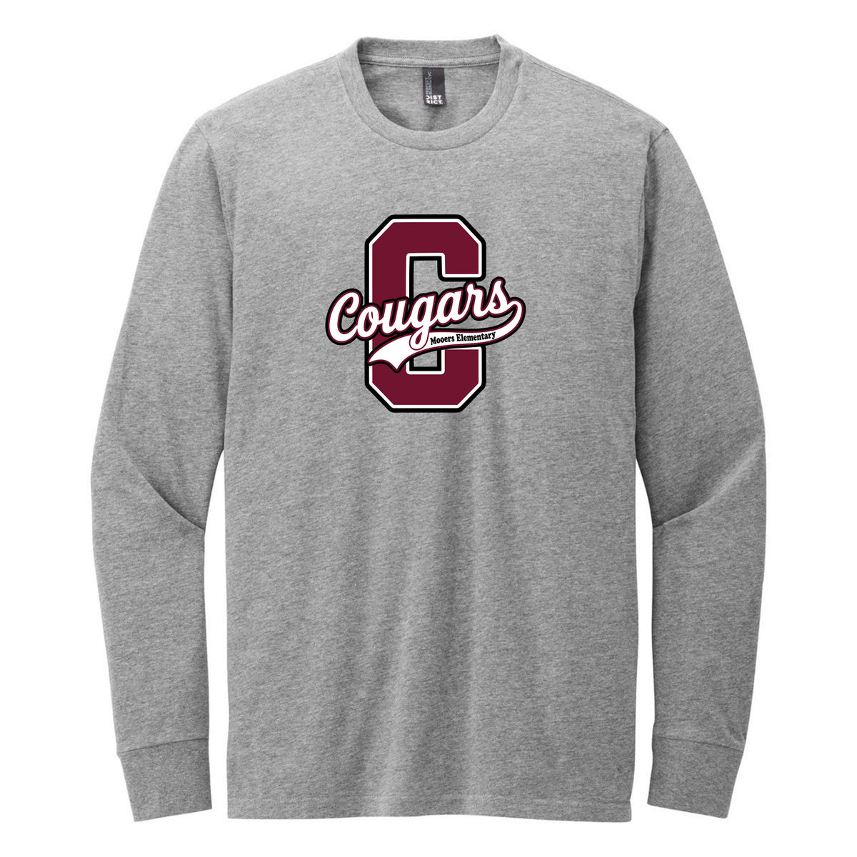 District Perfect Blend CVC Long Sleeve Tee — Grey Frost, Logo 4, front