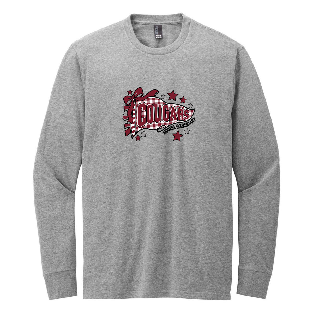 District Perfect Blend CVC Long Sleeve Tee — Grey Frost, Logo 3, front