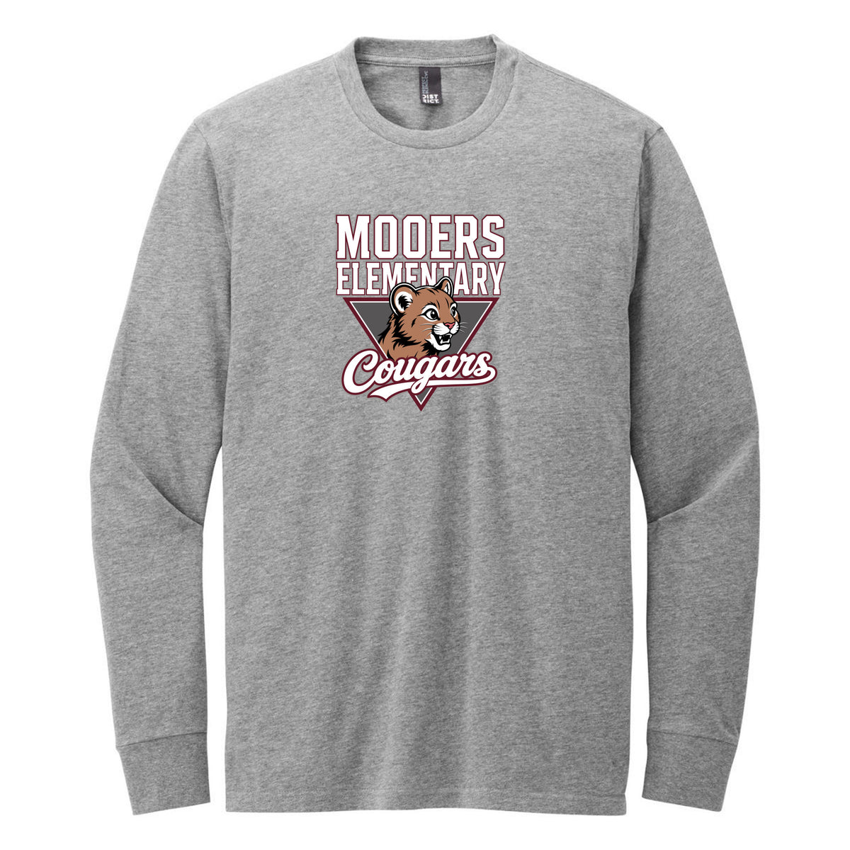 District Perfect Blend CVC Long Sleeve Tee — Grey Frost, Logo 2, front
